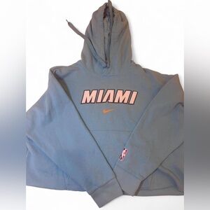 NBA Cropped Light Blue Hoodie with Nike Logo